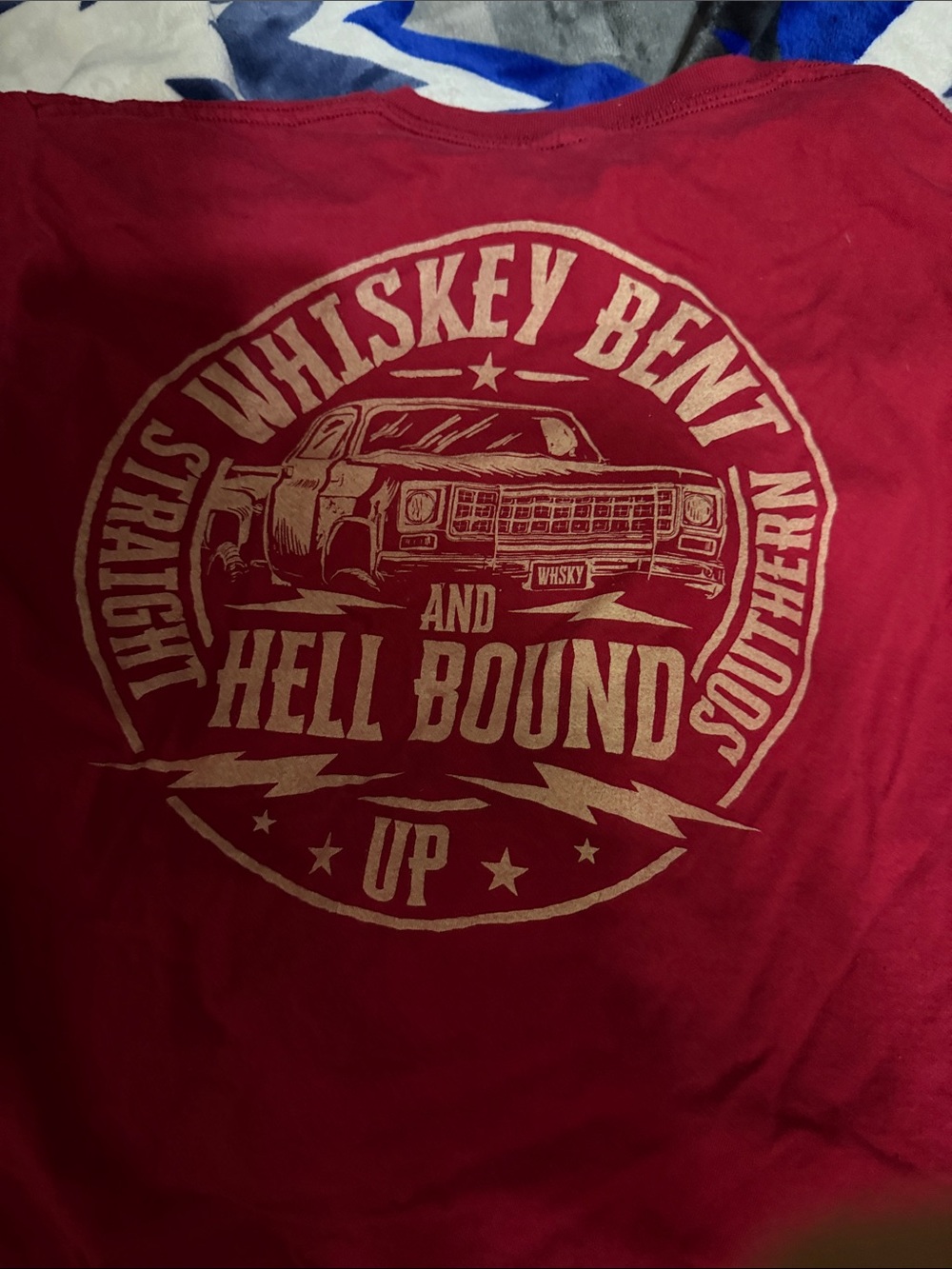 Whiskey Bent and Hell Bound Graphic Short Sleeve Tee - Red
